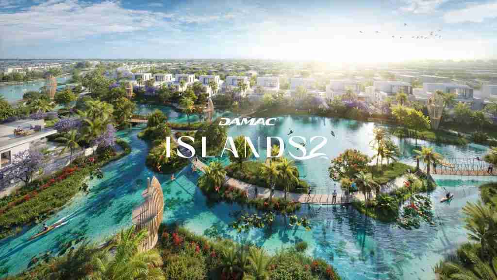 Damac Island 2 Dubaï : villas de luxe avec lagons turquoise et plages de sable blanc, projet résidentiel signé Damac Properti